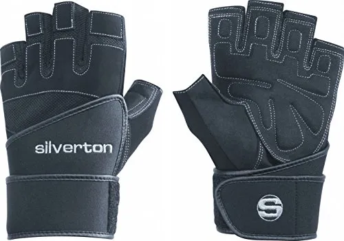 Silverton Herren Fitness-gewichtheberhandschuh Power Plus, Schwarz, M - Handschuhe für Fitness mit stabiler Handgelenkumwicklung für optimalen Schutz und Leistung. Ergonomische Passform und atmungsaktive Materialien sorgen für maximalen Komfort beim Training.