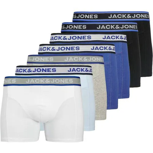 JACK & JONES JACHUDSON SOLID TRUNKS 7 PACK - Bequeme Herren-Unterwäsche im praktischen 7er-Pack. Aus 95% Baumwolle für hohen Tragekomfort und elastischem Bund für perfekte Passform. Ideal für den täglichen Gebrauch.
