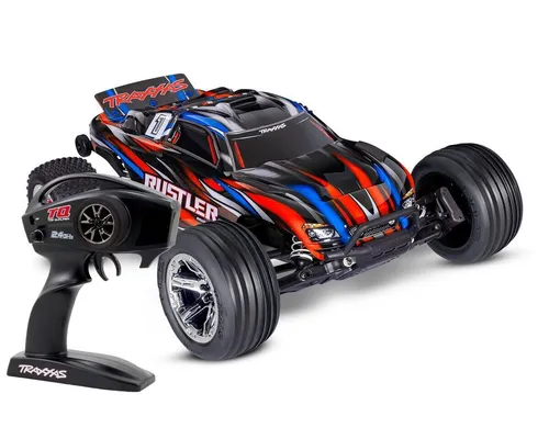 Traxxas Rustler 37354-4-RED Brushless 2WD Stadium Truck - 1:10 RTR Offroad Truggy mit Brushless Motor für hohe Geschwindigkeit und aufregende Fahrten im Gelände. Ideal für Abenteuer und Spaß!