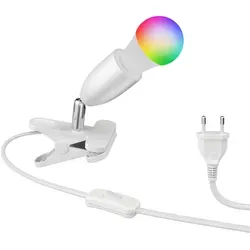 ledscom.de E27 Klemmleuchte LIK, weiß inkl. Smart Home RGBW LED Lampe, 892lm