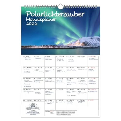 Polarlichterzauber Planer DIN A3 Kalender für 2026 Polar Nordlichter - Seelenzauber