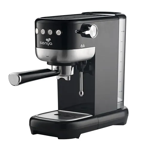 Senya Tasty Coffee Kaffeemaschine, Schwarz, 20 bar, Espresso- und Cappuccino-Kaffeemaschine 1300 W, Thermoblock, Milchaufschäumer, automatische Abschaltung, SYBF-CM006