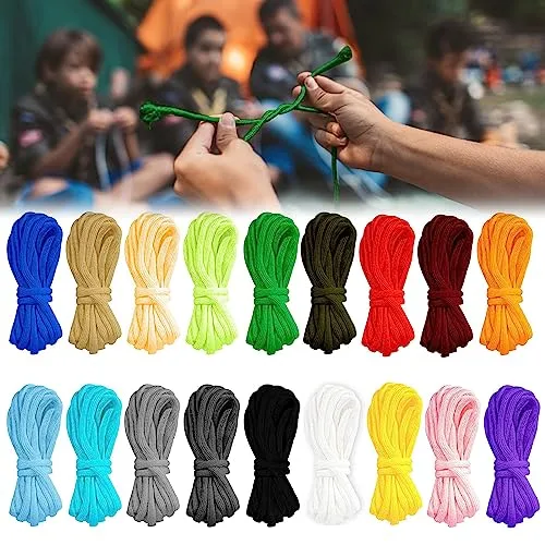 ANZOAT 18 Rollen 3 m Paracord Schnur Set,18 Farben 550 Paracord Multifunktional Paracord Seile für Kinder Erwachsene, Outdoor Survival Schnur Paracord Bänder Set für DIY Armbänder Schlüsselanhänger