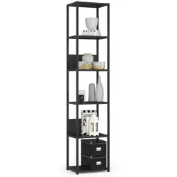 Raumhirsch Standregal Schwarz, 40x192x32 cm, Holzwerkstoff - Modernes Standregal im industriellen Loft-Stil mit sechs stabilen Ablagen. Ideal für Wohnzimmer, Büro oder Flur. Robuste Metallkonstruktion sorgt für Langlebigkeit und ansprechendes Design. Einfache Selbstmontage.