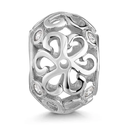 MATERIA 925 Silber Bead Blüten Element mit 8 Zirkonia hochglanz