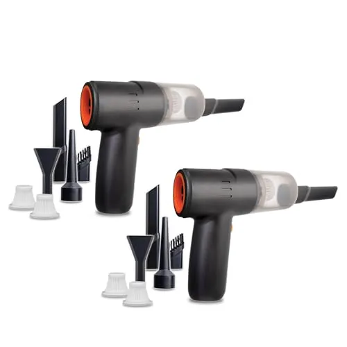 LIVINGTON PocketVac - Doppelpack Akku Handstaubsauger mit Gebläse - Handstaubsauger mit kabellosem 2-in-1 Design für schnelles Absaugen und Wegblasen von Staub und Krümeln. Ideal für Zuhause, Büro und Auto – leicht, ergonomisch und perfekt für schwer zugängliche Stellen.