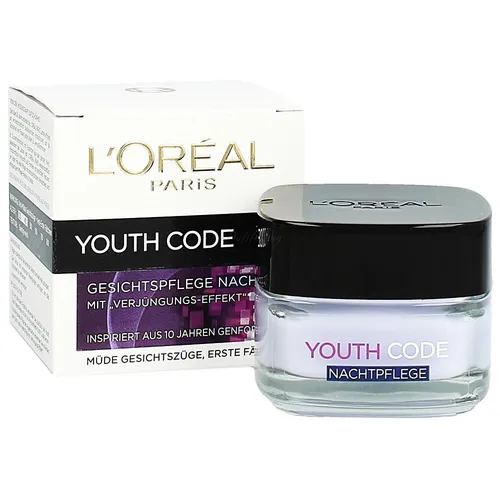 L'Oréal Youth Code Nachtpflege 50 ml - Feuchtigkeitscreme für intensive Regeneration über Nacht, ideal für einen strahlenden Teint am Morgen.