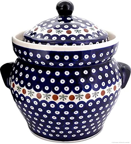 Bunzlauer Keramik Gärtopf 4 Liter mit Wasserrinne - Hochwertiger Gärtopf aus Bunzlauer Keramik, ideal für die Fermentation von Gemüse, Rum oder Kimchi. Mit Wasserrinne für luftdichten Verschluss und einfachen Gebrauch. Spülmaschinengeeignet und handgefertigt.