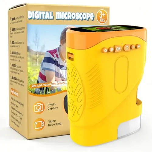Nauotk Digitales Mikroskop 1000X für Kinder – Tragbares Taschenmikroskop
