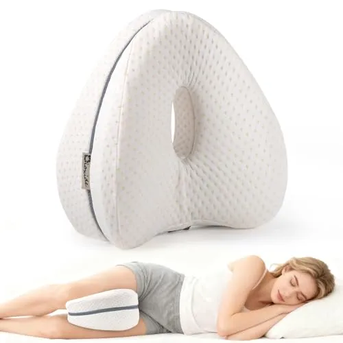Dioxide Kniekissen für Seitenschläfer, Beinkissen Ergonomisches Seitenschläferkissen Knie mit Memory Foam hüftkissen für Stützt Beine, Knie, Hüfte, Rücken und Schwanger mit abnehmbarem(Weiß)