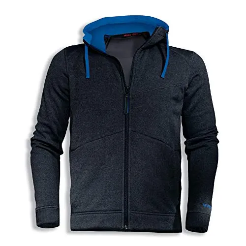 Uvex Suxxeed Herren-Hoodie - Dunkelgrau mit Reißverschluss - Kapuzenpullover für Herren, bietet hohen Tragekomfort durch weiches Material und ist waschbar bei 30°C. Ideal für Freizeit und Sport mit praktischen seitlichen Eingrifftaschen.