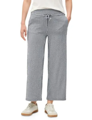 CECIL Damen B379446 Gestreifte Seersucker Hose, Urban Navy Blue, XL / 26L - Damen-Hosen im Loose Fit mit High Waist und Wide Legs, ideal für lässige Outfits. Der elastische Bund sorgt für zusätzlichen Tragekomfort.