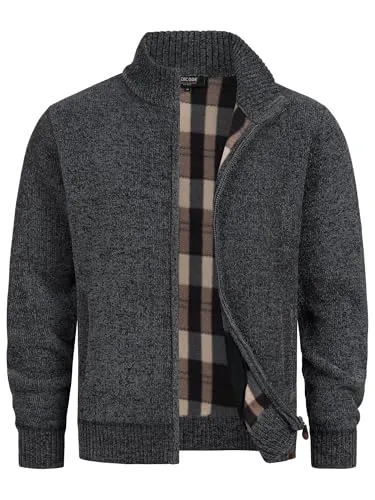 Indicode Herren INFilion Strickjacke mit Stehkragen und Reißverschluss | Cardigan für Männer Black Mix, L - Klassische Regular Fit Strickjacke mit weichem Fleecefutter für ein angenehmes Tragegefühl. Ideal für kühle Tage und vielseitig kombinierbar. Hochwertige Verarbeitung und modernes Design.