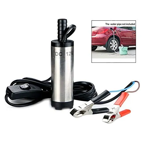 iPobie DC 12V 38mm Ölpumpe Wasser Pumpe, Öl Diesel Heizöl Wasser Tauchpumpe Treibstoff Transfer Zigarettenanzünder für Auto, Marine Boot