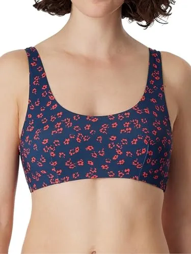 Schiesser Bustier-Bikini Mix & Match Swim (2-St) - Bademode, stilvoller geblümter Bikini in Blau und Rot, ideal zum Mix & Match für individuellen Strandlook.