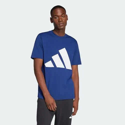 adidas Men's Essentials Big Logo Single Jersey Tee, Dark Blue/White, XS
