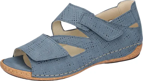 Waldläufer Sandaletten Gr. 5½ - Bequeme blau Leder-Sandalen - Wanderschuhe mit weicher Leder Decksohle und flexibler Laufsohle für optimalen Tragekomfort, ideal für lange Wanderungen.