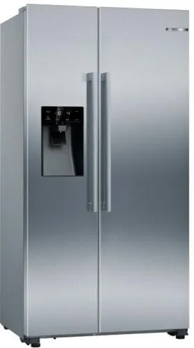 Bosch KAD93AIDP Serie 6 Side-by-Side Kühlschrank - Kühlschrank mit 562 L Volumen, NoFrost-Technologie und integrierter Festwasseranschluss für frisches kaltes Trinkwasser, Crushed Eis und Eiswürfel.