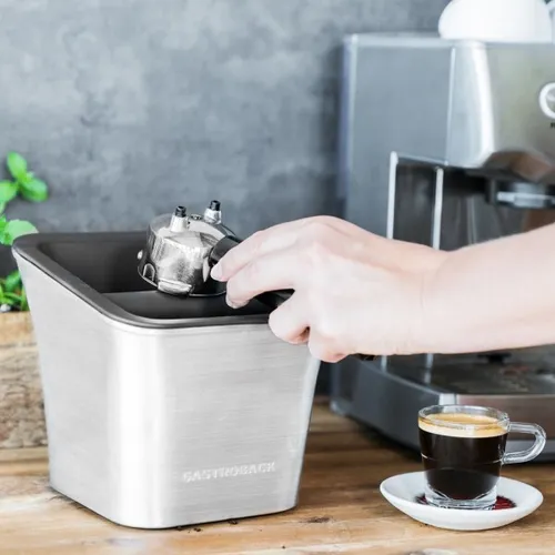 Gastroback Ausklopfbehälter Barista Coffee Box - Flüssigreiniger für Espresso-Automaten, mit herausnehmbarem Inneneinsatz für einfache Reinigung und 1,5 L Volumen.