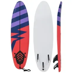 vidaXL Surfbrett 170cm Streifen - Stand Up Board Funboard - Surfboard für Anfänger mit weichem XPE für hohen Auftrieb, ideal für sanftes Gleiten auf dem Wasser. Inklusive drei Thruster Finnen und Knöchelleine für optimale Kontrolle und Sicherheit.