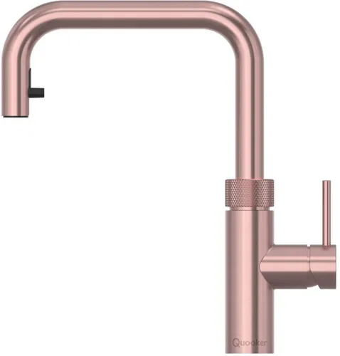 Quooker COMBI+ | Flex Square RCO (Kupfer Rosé) - Kochendes Wasser auf Knopfdruck aus einer eleganten Armatur. Flexibler Auslauf für kaltes und warmes Wasser. Doppelwandiger Auslauf sorgt für Sicherheit. Ideal für moderne Küchen.