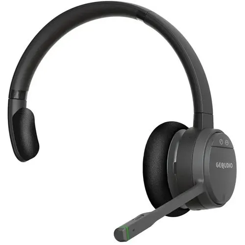 GEQUDIO GC-1 DECT Headset für FritzBox - Kabellos Telefonieren - Kopfhörer mit HD Audio und dualer DECT/Bluetooth-Technologie. Genießen Sie bis zu 150 Meter Reichweite und intuitive Anrufsteuerung direkt am Headset.