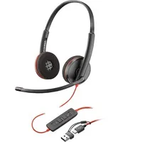 Poly Headset Blackwire 3220 Stereo, USB-C, On-Ear - Kabelgebundene On-Ear Stereo Kopfhörer mit Mikrofon, ideal für klare Gespräche dank Rauschunterdrückung. Bequem gepolstert und mit USB-C Anschluss, perfekt für PC, Notebook und mobile Geräte.