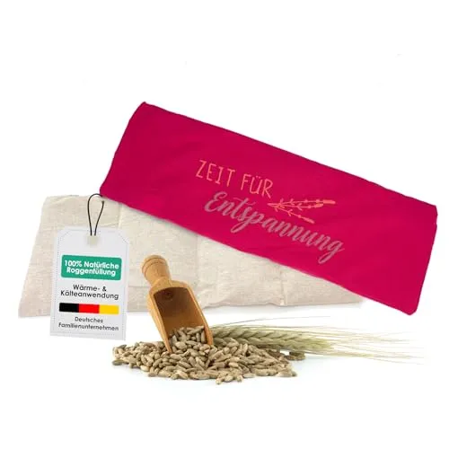 heimtexland ® Roggen Kammer Körnerkissen XL 20x48 cm Kälte- und Wärmekissen 100% Baumwolle Typ752 Pink- Zeit für Entspannung