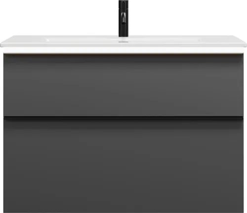 burgbad Eqio Slim Keramik-Waschtisch inklusive Waschtischunterschrank mit LED-Beleuchtung, 920x490x640mm, SHBU092F6584C0001G0252