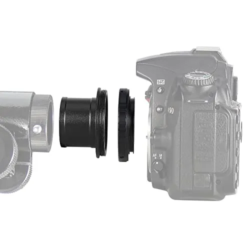 SOLOMARK T2 T Ring Adapter Objektivhalterung und M42 auf 1,25 Zoll Teleskop T Adapter, kompatibel mit Nikon SLR-Kamera.