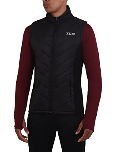 TCA Herren Excel Runner Leichte und gepolsterte Weste mit Reißverschlusstaschen - Schwarz, XL