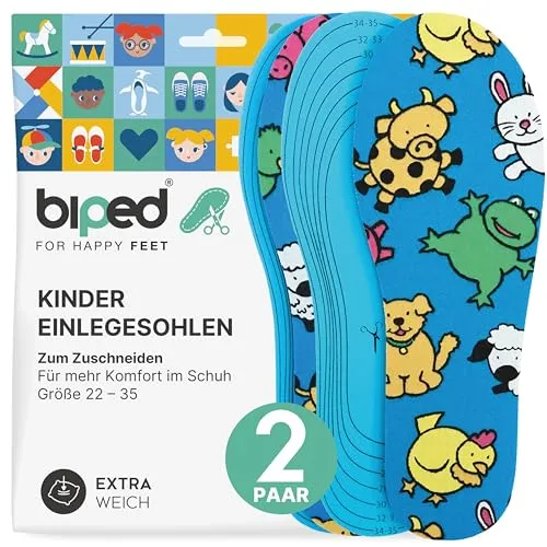 biped 2 Paar Kinder Einlegesohlen - Besonders weiche Sohlen zum Zuschneiden - Bunte Schuheinlagen für alle Kinderschuhe, Stiefel, Hausschuhe und Gummistiefel z2751