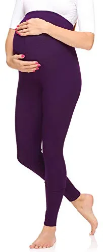 Merry Style Damen Lange Umstandsleggings aus Viskose MS10-297 (Pflaume, XL)