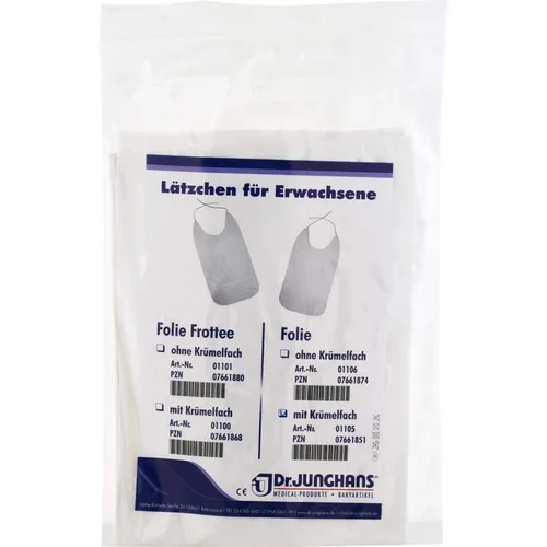 LÄTZCHEN Erwachsene m.Krümelfach Folie weiß 1 St.