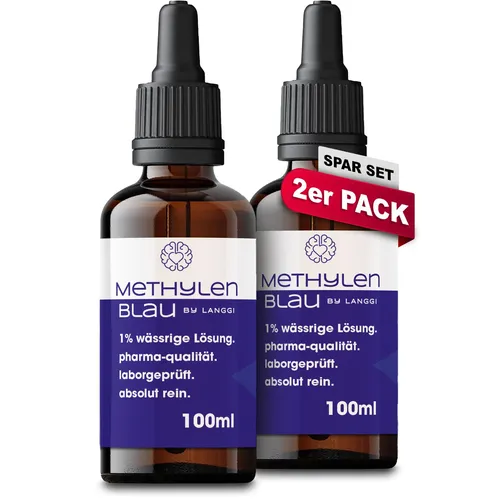 Methylenblau Tropfen Pharmaqualität (99,9% Reinheit), Made in Germany, 2x 100ml