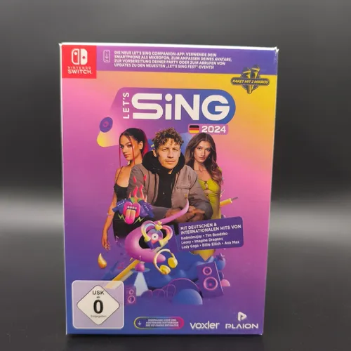 Let’s Sing 2024 German Version (+ 2 Mics) - Nintendo Switch Spiel, werde im Career-Modus zum Star mit 35 beliebten Titeln und Online-Challenges