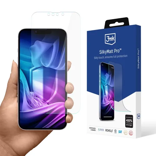 3MK GEHÄRTETES GLAS FÜR IPHONE 16E 3MK SILKY MATT PRO AM TELEFON ANGEBRACHT