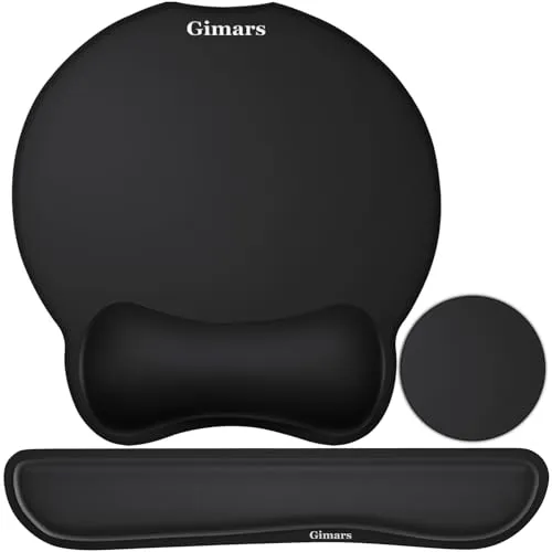 Gimars 3 PCS Ergonomisches Mauspad mit Gelkissen, XL Handballenauflage Tastatur mit Untersetzer, Mousepad mit Handauflage, Wasserdicht Mouse pad für Computer und Laptop, Schwarz