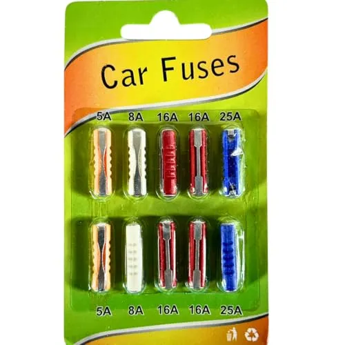 KFZ Torpedo Sicherungen 10er Set 5A-25A Abschmelzsicherungen Oldtimer Auto Sicherungssatz Stromsicherung Fahrzeug Sicherung Oldtimer Ersatz Sicherungen Auto 6V 12V Stromkreis Sicherung Classic