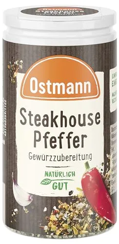 Ostmann Gewürze - Steakhouse Pfeffer Gewürzzubereitung | Mit Pfeffer, Paprika und Knoblauch | 50 g in der Streudose