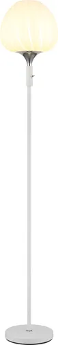 Standleuchte MAXY - Stehlampe mit opalem Glas - Stehleuchte in weiß matt mit einzigartigem opalem Glasschirm, perfekt für moderne Wohnräume. Mit Wippschalter für einfache Bedienung und energiesparender E27-Fassung.