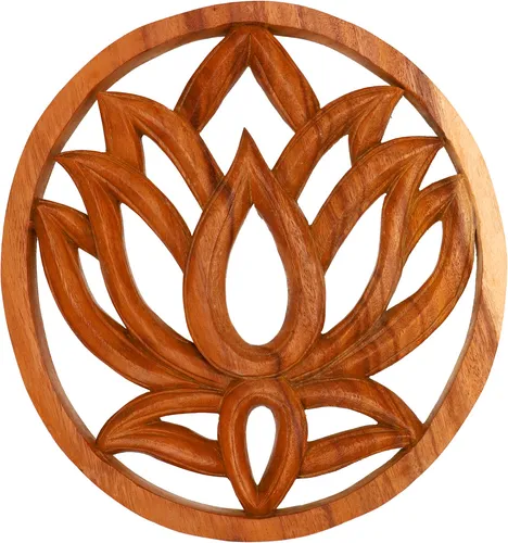Geschnitztes Wandbild Deko Wandrelief, Untersetzer - Lotus 30 cm