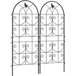 Outsunny Rankgitter - 50Lx1.3Wx120Hcm - Schwarz - Pflanzenkästen & Spaliere: Elegantes Rosengitter aus wetterfestem Metall mit filigranen Vogelmotiven, perfekt für Kletterpflanzen und als Sichtschutz.