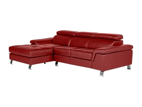 Vente-unique-Ecksofa Leder in rot von Vente-unique