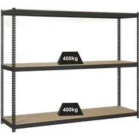 PROREGAL® Schwerlastregal YETI, 150x120x45cm, Anthrazit - Schwerlastregal mit 3 verstellbaren Holzböden und 400kg Traglast pro Ebene. Ideal für Werkstätten und Lager, einfach zu montieren dank Stecksystem.
