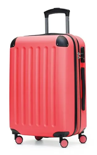 HAUPTSTADTKOFFER - SPREE Handgepäck Hartschalen-Koffer - Koffer 55 cm, 42 L, ideal für fast jede Airline. Mit leichtlaufenden 360° Rollen, stabiler Teleskopstange und zusätzlichem Volumen durch Reißverschluss für mehr Stauraum.