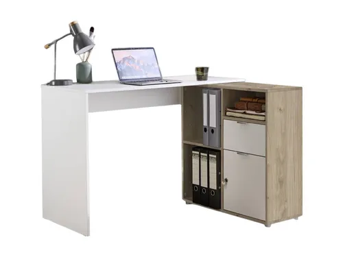 moebel-dich-auf Eckschreibtisch LUIZ (Schreibtisch + Regal, 110 cm breit), spiegelverkehrt montierbar