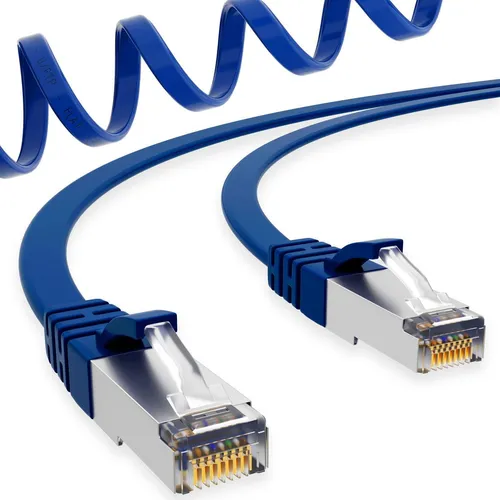 7,5m 750cm Kabel Patchkabel Flachkabel Netzwerkkabel RJ45 Stecker CAT7 slim Blau