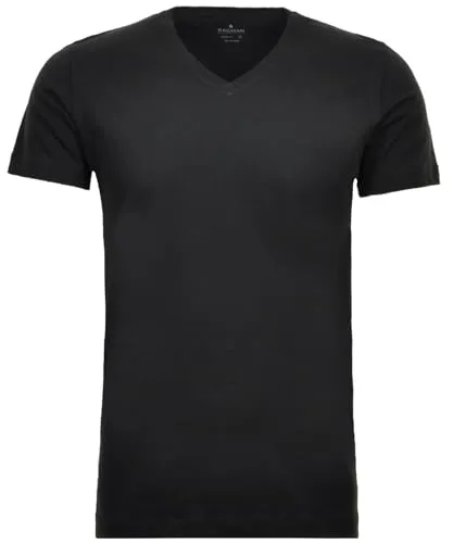 Ragman Herren T-Shirt Doppelpack Bodyfit V-Ausschnitt, Schwarz, L - T-Shirts für Herren aus feiner Single Jersey Baumwolle, Body-Fit Passform für optimalen Tragekomfort und hohe Formstabilität durch verstärkte Nacken- und Schulternähte.
