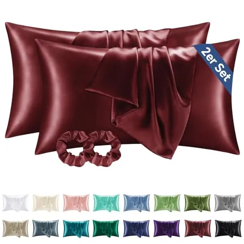 BEDELITE Satin Kissenbezug 40 x 80 Rot in rot von BEDELITE